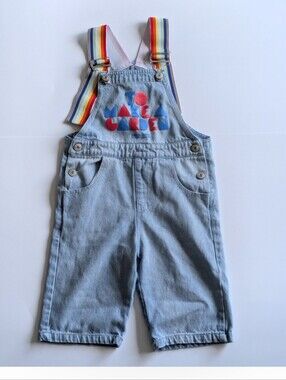 BOBO CHOSES Kids Denim Overalls Rainbow Straps To Make A Garden